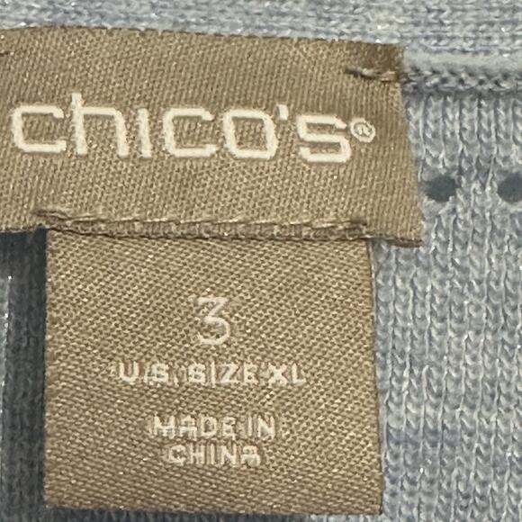 Chico's Tank Shirt Womens XL 3 Blue Basic Layer Wide Strap Summer Rayon Nylon - Picture 4 of 7